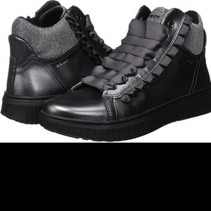 GEOX Girls' Disco Mix high top Dark Grey sneaker
